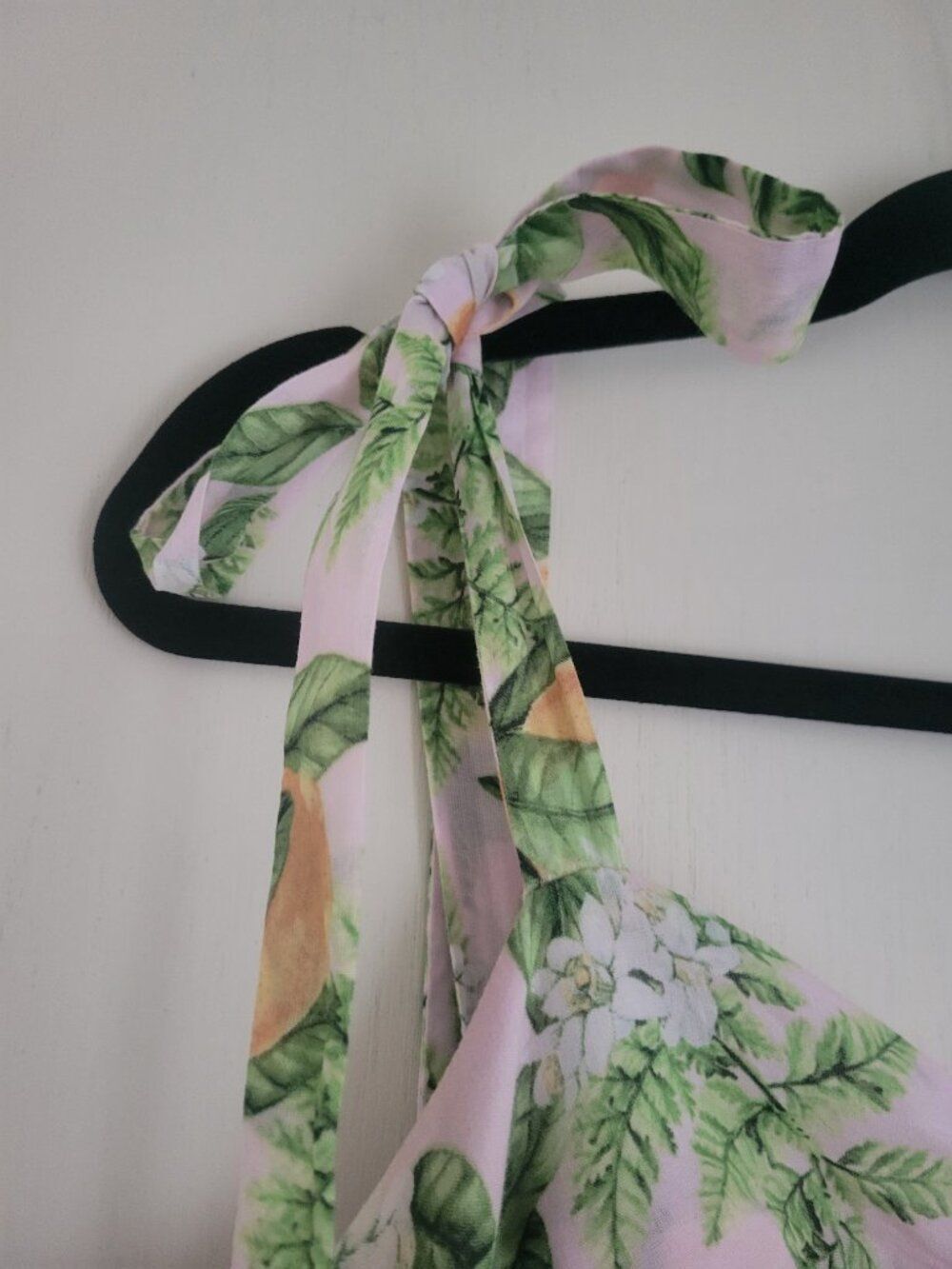 Aqua Citrus Print Tiered Midi Cotton Flowy Wedding Guest Garden Party Dress L - Picture 3 of 9